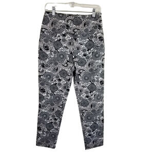 Lysse Black White Floral Business Work Vacation Women's Pants M